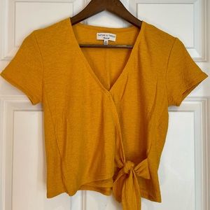 Madewell Yellow Wrap Tie Top